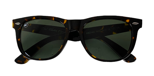 Kaslo Unisex Sunglasses | Classic styling | Brown "tortoise shell" frame | Green lens